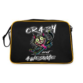Style de bande dessinée de chat fou mais génial - Sac Retro - noir/or - Dos
