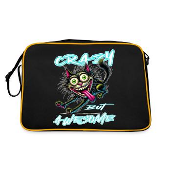 Style de bande dessinée de chat fou mais génial - Sac Retro - noir/or - Dos