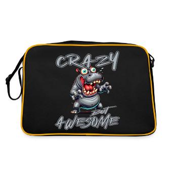 Crazy but Awesome Nilpferd Comic Stil - Retro Tasche - Schwarz/Gold - Hinten