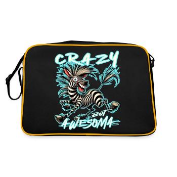 Zebra Lieber durchgeknallt als einer von euch - Retro Tasche - Schwarz/Gold - Hinten