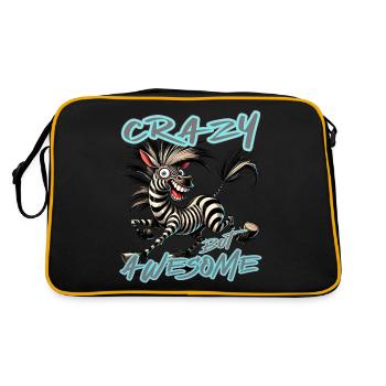 Crazy but Awesome Zebra Comic Style - Retro Bag - black/gold - Back