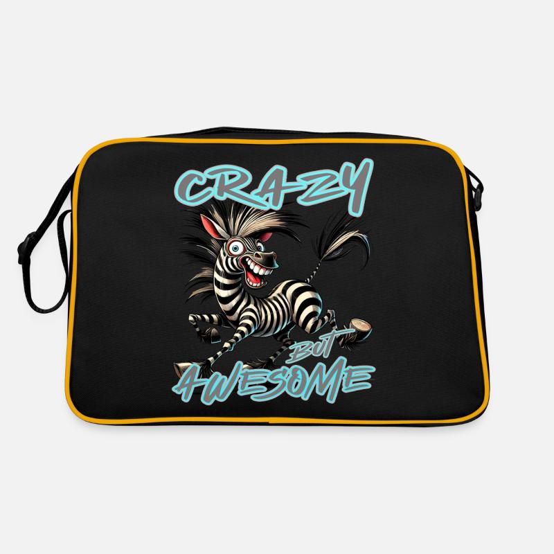 Crazy but Awesome Zebra Comic Style Retro Bag