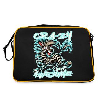 Crazy but Awesome Zebra Comic Style - Retro Bag - black/gold - Back