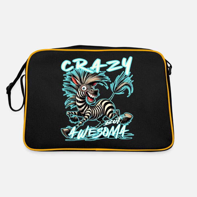 Crazy but Awesome Zebra Comic Stilb Retro Bag