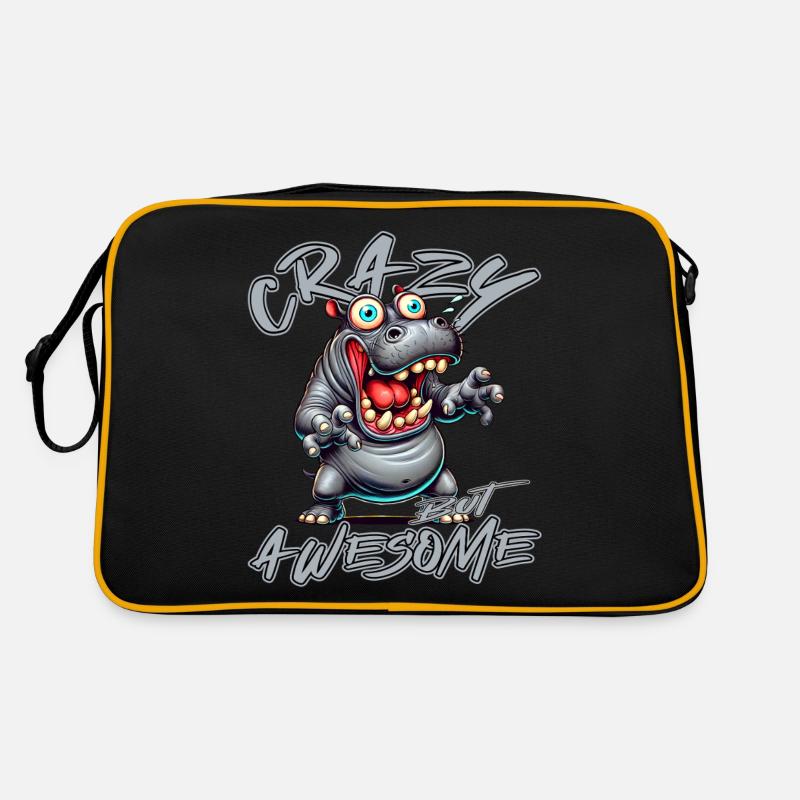 Crazy but Awesome Nilpferd Comic Stil Retro Tasche