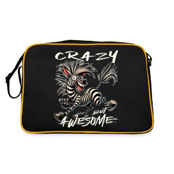 Crazy but Awesome Zebra Comic Style - Retro Bag - black/gold - Back