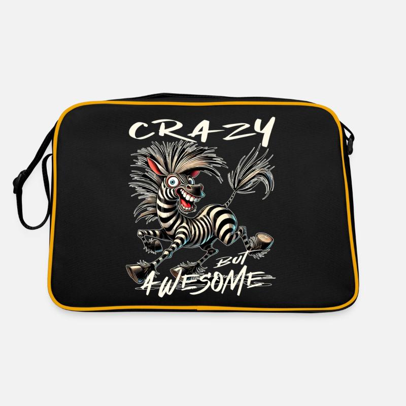 Crazy but Awesome Zebra Comic Style Retro Bag