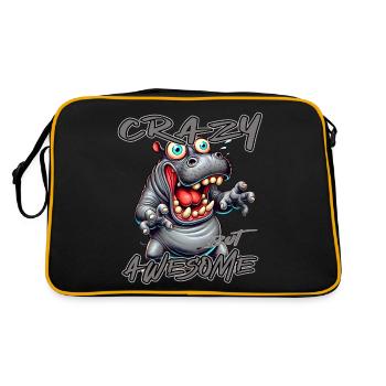 Crazy but Awesome Nilpferd Comic Stil - Retro Tasche - Schwarz/Gold - Hinten
