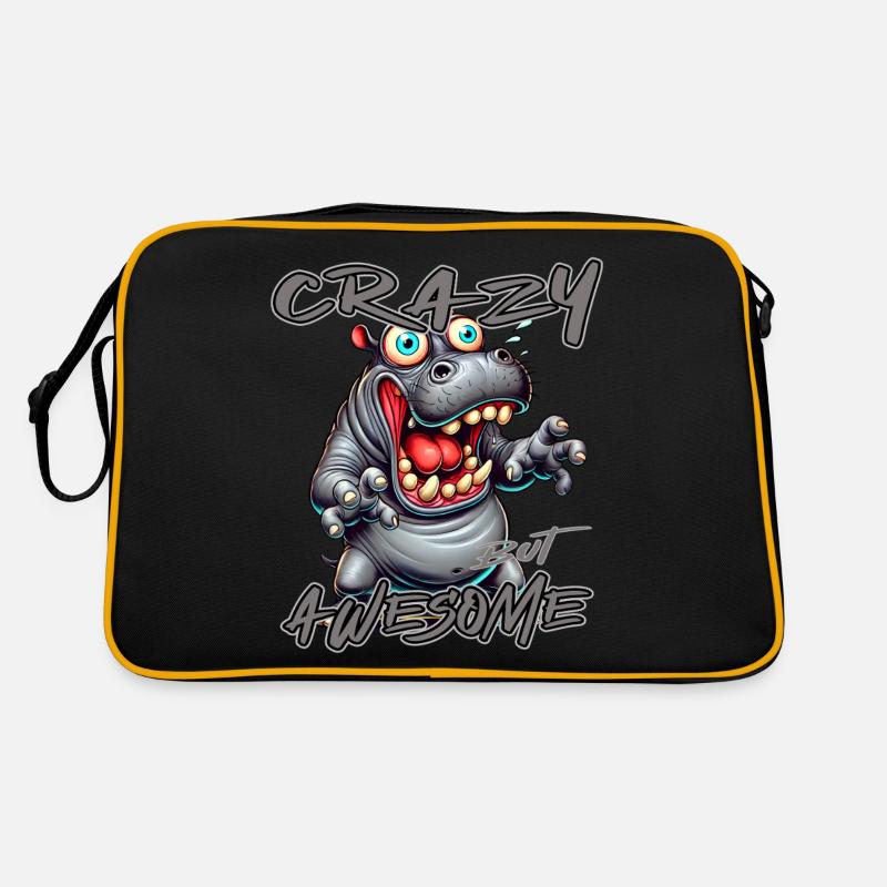 Crazy but Awesome Nilpferd Comic Stil Retro Tasche