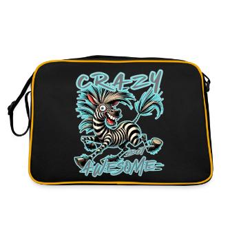 Verrücktes Zebra Lieber durchgeknallt als einer vo - Retro Tasche - Schwarz/Gold - Hinten