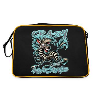 Crazy but Awesome Zebra Comic Style - Retro Bag - black/gold - Back