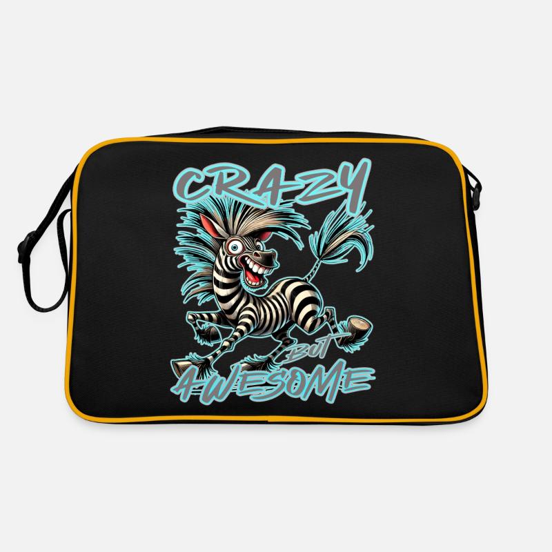 Crazy but Awesome Zebra Comic Style Retro Bag