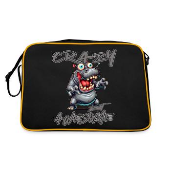 Crazy but Awesome Nilpferd Comic Stil - Retro Tasche - Schwarz/Gold - Hinten