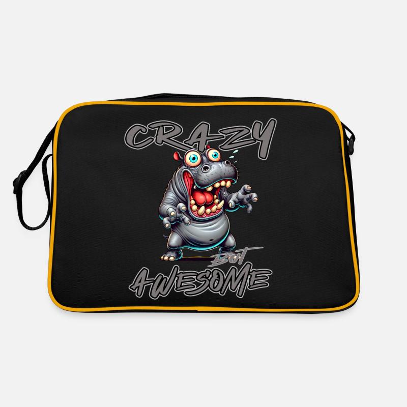 Crazy but Awesome Nilpferd Comic Stil Retro Tasche