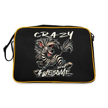 Crazy but Awesome Zebra Comic Style - Retro Bag - black/gold - Back