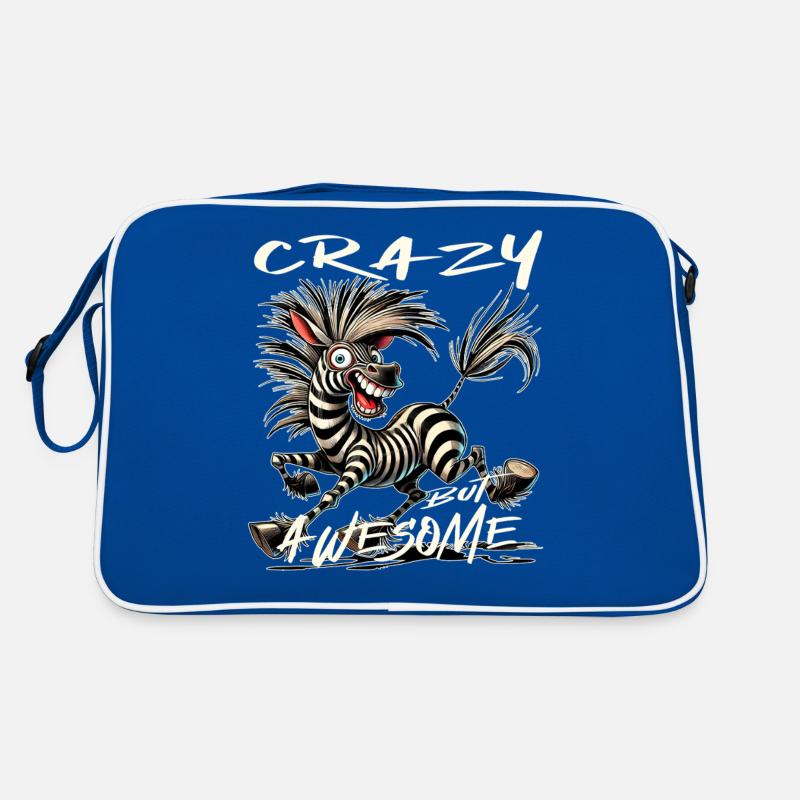 Crazy but Awesome Zebra Comic Style Retro Bag