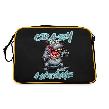 Crazy but Awesome Nilpferd Comic Stil - Retro Tasche - Schwarz/Gold - Hinten