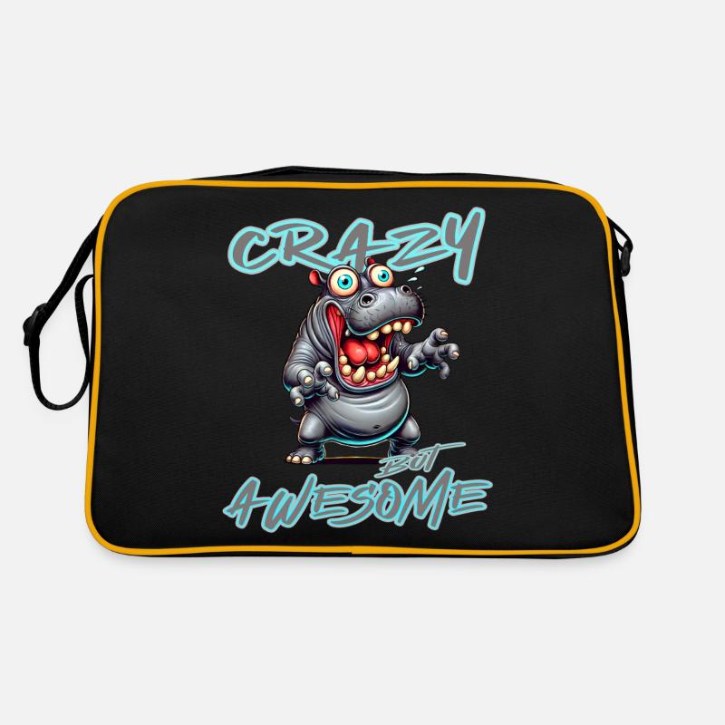 Crazy but Awesome Nilpferd Comic Stil Retro Tasche