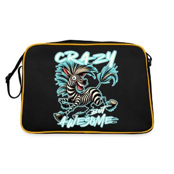Crazy but Awesome Zebra Comic Style - Retro Bag - black/gold - Back
