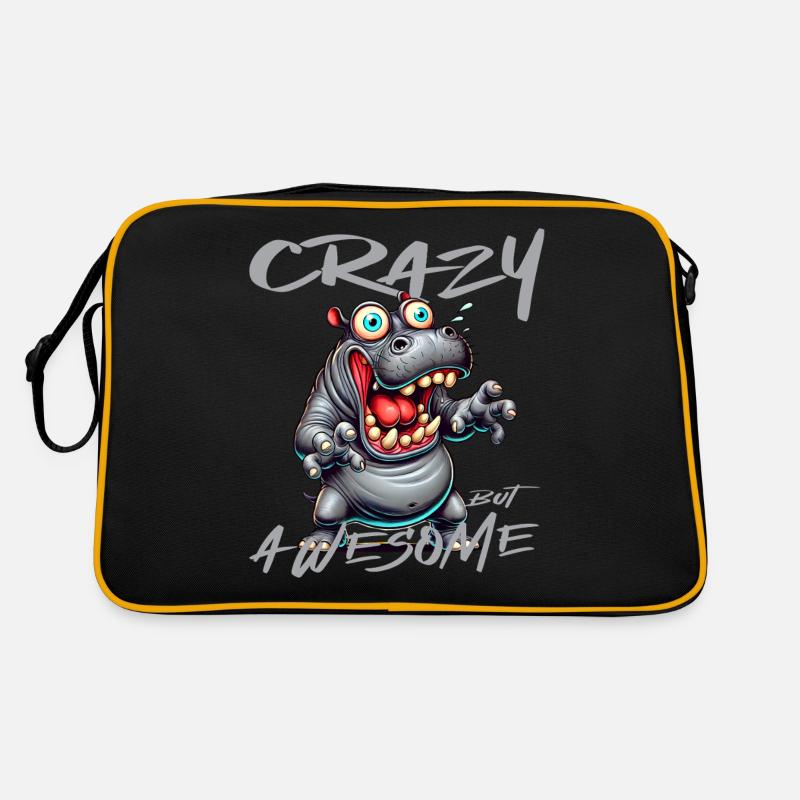 Crazy but Awesome Nilpferd Comic Stil Retro Tasche