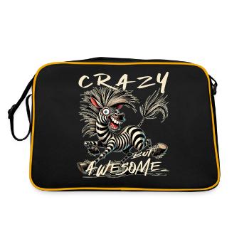 Crazy but Awesome Zebra Comic Style - Retro Bag - black/gold - Back