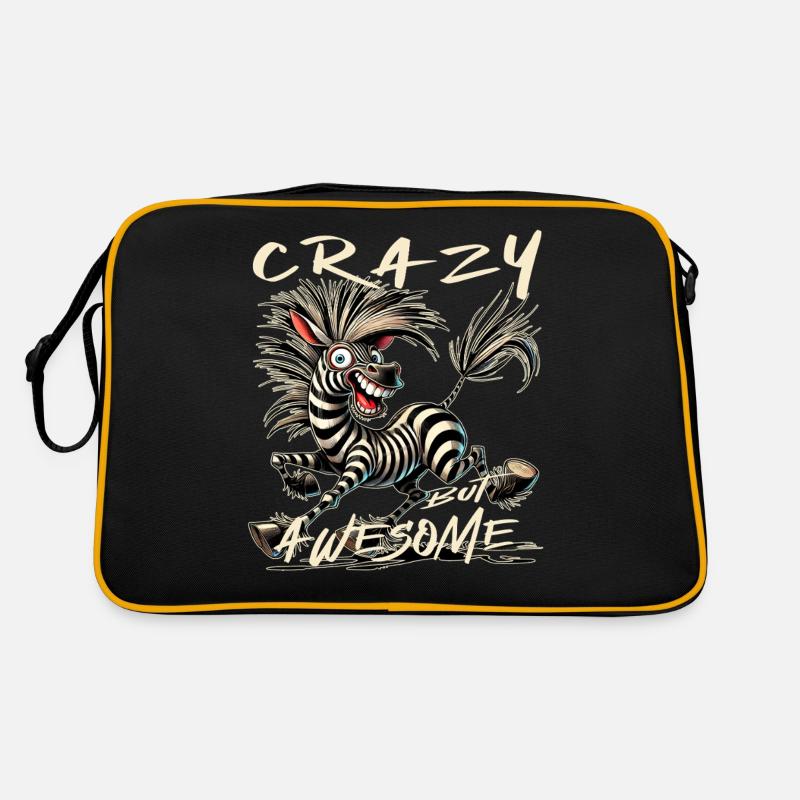 Crazy but Awesome Zebra Comic Style Retro Bag