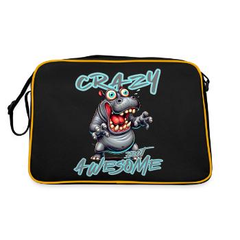Crazy but Awesome Nilpferd Comic Stil - Retro Tasche - Schwarz/Gold - Hinten