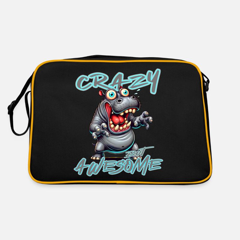 Crazy but Awesome Nilpferd Comic Stil Retro Tasche