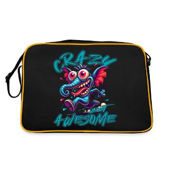 Crazy but Awesome Zebra Comic Style - Retro Bag - black/gold - Back