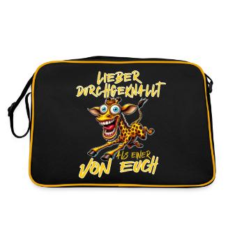 Verrückte Giraffe Lieber durchgeknallt als einer v - Retro Tasche - Schwarz/Gold - Hinten