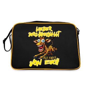 Giraffe Lieber durchgeknallt als einer von euch - Retro Tasche - Schwarz/Gold - Hinten