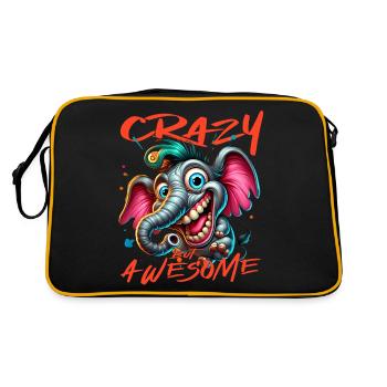 Crazy but Awesome Zebra Comic Style - Retro Bag - black/gold - Back