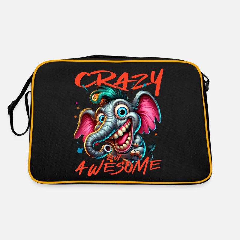 Crazy but Awesome Zebra Comic Style Retro Bag