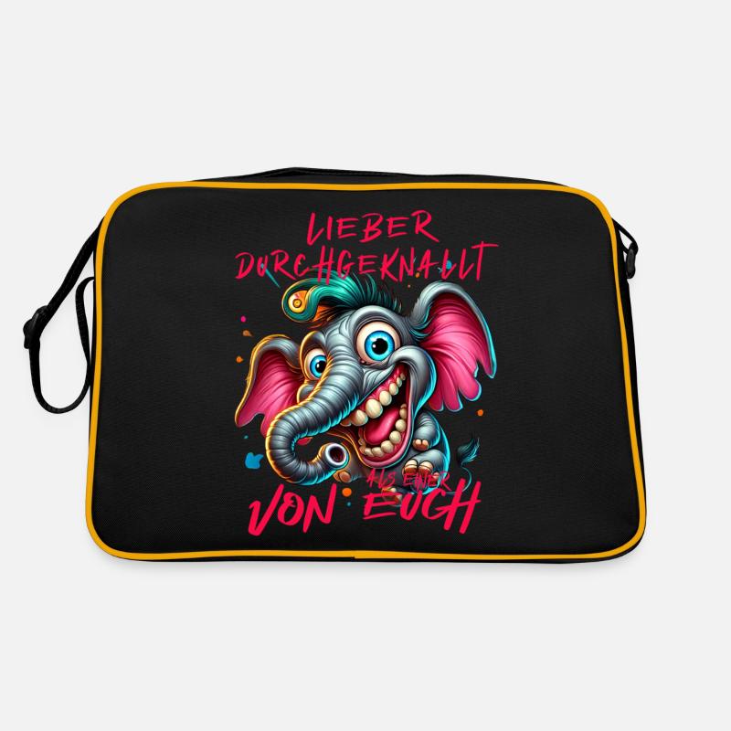 Lieber durchgeknallt als einer von euch – Elefant Retro Tasche