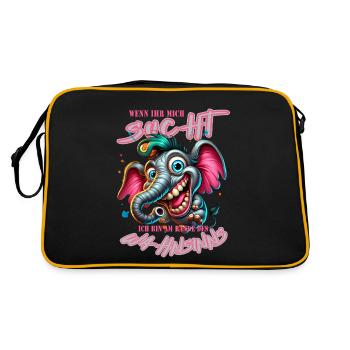 Wenn ihr mich sucht ich bin am Rande des Wahnsinns - Retro Tasche - Schwarz/Gold - Hinten
