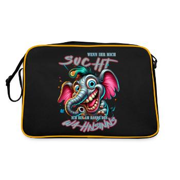 Wenn ihr mich sucht ich bin am Rande des Wahnsinns - Retro Tasche - Schwarz/Gold - Hinten