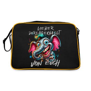 Lieber durchgeknallt als einer von euch – Elefant - Retro Tasche - Schwarz/Gold - Hinten