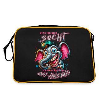 Wenn ihr mich sucht ich bin am Rande des Wahnsinns - Retro Tasche - Schwarz/Gold - Hinten