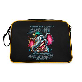 Wenn ihr mich sucht, ich bin am Rande des Wahnsinn - Retro Tasche - Schwarz/Gold - Hinten