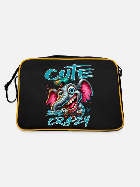 Style de bande dessinée éléphant mignon mais fou - Sac Retro - noir/or - Dos