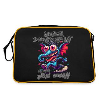 Lieber durchgeknallt als einer von euch – Elefant - Retro Tasche - Schwarz/Gold - Hinten