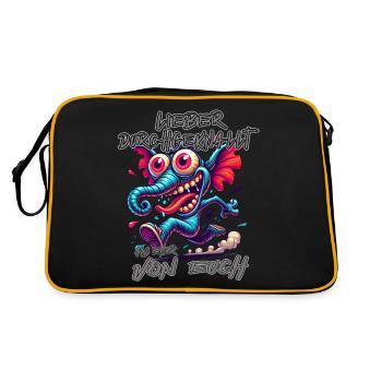 Lieber durchgeknallt als einer von euch – Elefant - Retro Tasche - Schwarz/Gold - Hinten