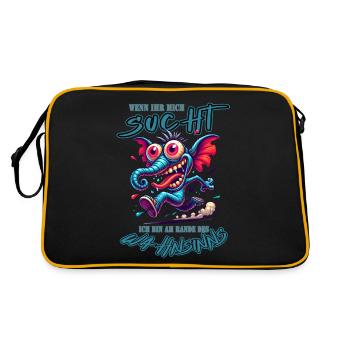 Wenn ihr mich sucht ich bin am Rande des Wahnsinns - Retro Tasche - Schwarz/Gold - Hinten