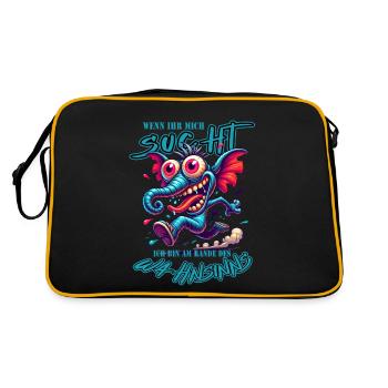 Wenn ihr mich sucht ich bin am Rande des Wahnsinns - Retro Tasche - Schwarz/Gold - Hinten