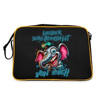 Lieber durchgeknallt als einer von euch – Elefant - Retro Tasche - Schwarz/Gold - Hinten