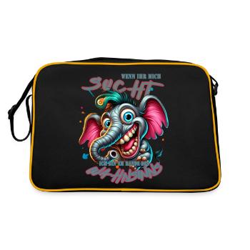 Wenn ihr mich sucht ich bin am Rande des Wahnsinns - Retro Tasche - Schwarz/Gold - Hinten