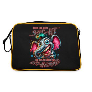 Wenn ihr mich sucht ich bin am Rande des Wahnsinns - Retro Tasche - Schwarz/Gold - Hinten