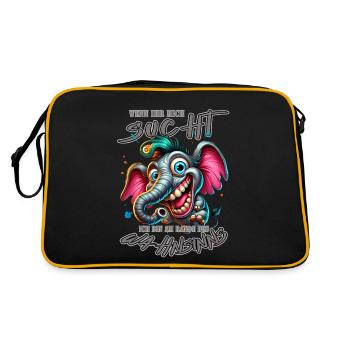 Wenn ihr mich sucht ich bin am Rande des Wahnsinns - Retro Tasche - Schwarz/Gold - Hinten