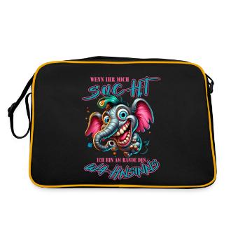Wenn ihr mich sucht, ich bin am Rande des Wahnsinn - Retro Tasche - Schwarz/Gold - Hinten