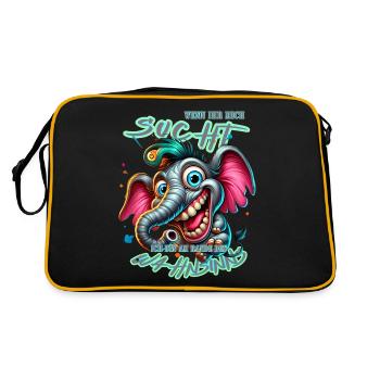 Wenn ihr mich sucht, ich bin am Rande des Wahnsinn - Retro Tasche - Schwarz/Gold - Hinten